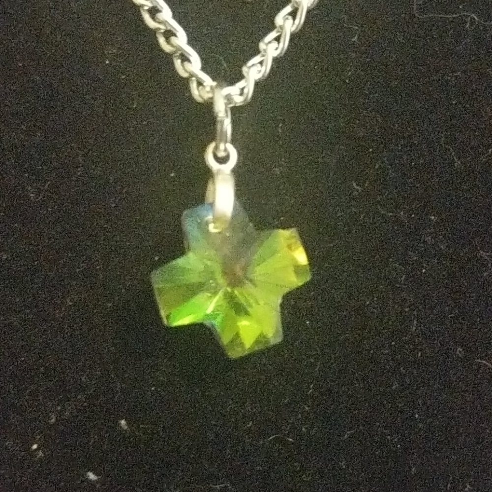 Cool Glass Cross , multi colored. 18 inch chain